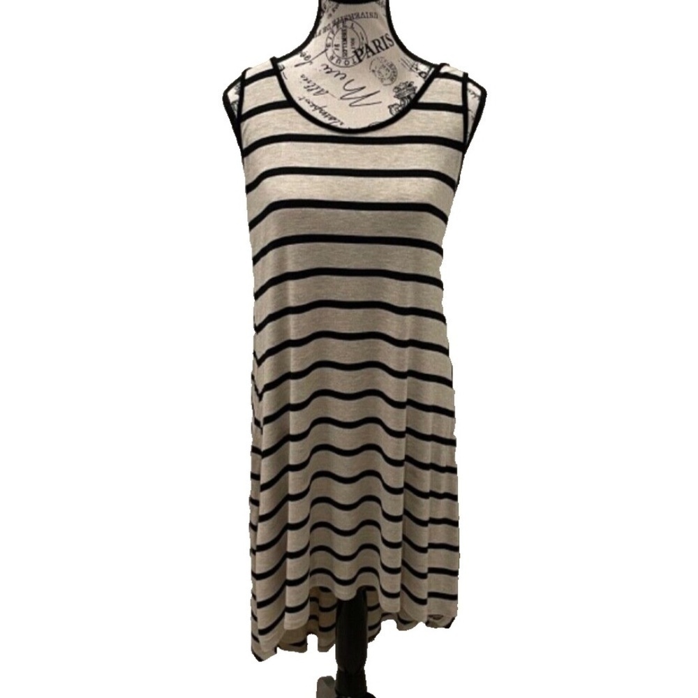 Forever 21 High/Low Womens Sleeveless Striped‎ Tank Dress Tan/Black Size S